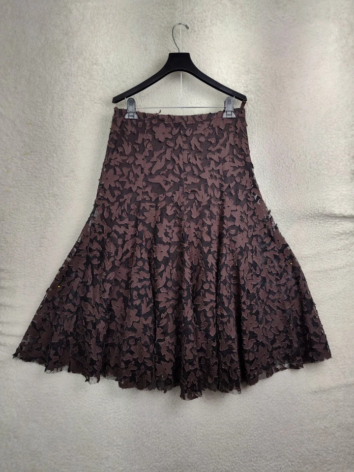 Coldwater Creek Women Skirt Extra Small Petite Brown Cotton Blend Boho Floral - Image 1 of 4