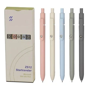 Gel Pens 5 Pcs School Supplies Aesthetic Gel Pens 0.5mm Quick Dry Black Ink P... - Picture 1 of 8