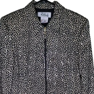 Joseph Ribkoff Jacket Vintage Size 12 Animal Print Tan Black Sequins Full Zip - Picture 1 of 7