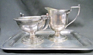 VTG  Apollo E.P.N.S. Bernard Rice's Sons Hammered Cream & Sugar Set   #1220,4521 - Picture 1 of 12