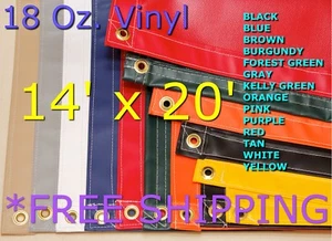 Lona de vinilo resistente de 14' x 20' 18 oz impermeable - cubierta de equipo de remolque para camión - Imagen 1 de 16