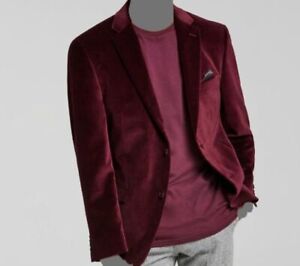 $295 Alfani Men's Red Slim-Fit Solid Velvet Blazer Suit Coat Jacket Size 36S