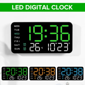 LED Wecker Digital Alarmwecker Temperatur Uhr Schlummerfunktion Tischuhr 7"/10" - Bild 1 von 32