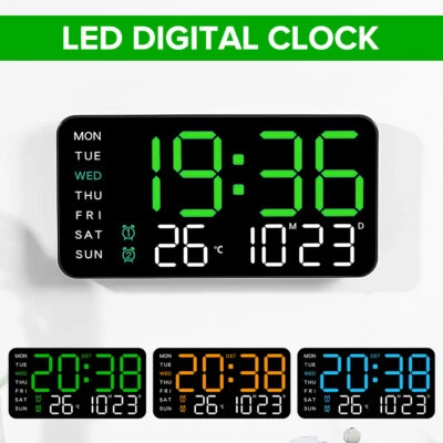 LED Wecker Digital Alarmwecker Temperatur Uhr Schlummerfunktion Tischuhr 7"/10" - Bild 1 von 4