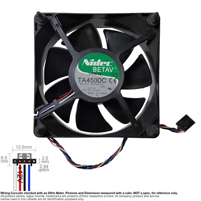 Fan Muffin Cooling DC 12V DC12V 12VDC 120mm 120x120x38 Nidec TA450DC B35502-35 - Image 1 of 3