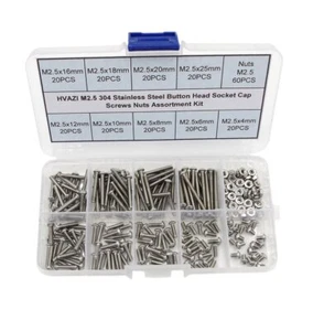 Metric M2.5 304 Stainless Steel Button Head Socket Cap Screws Nuts - Picture 1 of 5