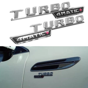 CROMO PLATA TURBO 4MATIC+ Plus guardabarros lateral emblema insignia para AMG E53 GLE53 GT53 - Imagen 1 de 4