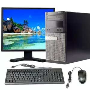 Dell i3 Desktop Computer Tower 8GB RAM 128GB SSD 19in LCD Windows 10 PC Wi-Fi - Picture 1 of 7