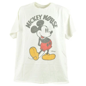 Disney Mickey Mouse Cartoon Weiß Kurzärmelig Erwachsene Herren T-Shirt Tee Groß - Bild 1 von 3