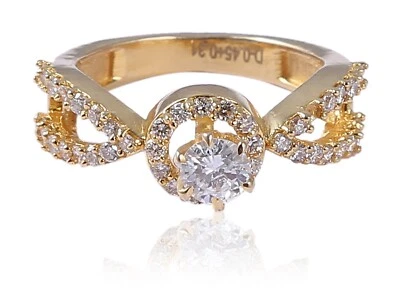 0,76 Carats Ronde Brillante Taille Naturel Diamants Solitaire Bague 18K Or jaune - Photo 1/4