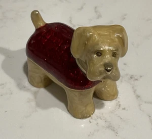 Monet Tiny Enamel " TERRIER" with RED SWEATER" Trinket Box, too cute! - Picture 1 of 5