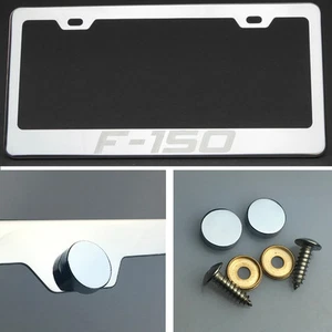 Marco de placa de matrícula de acero inoxidable grabado con láser F-150 cromado tapa de tornillo - Imagen 1 de 12