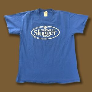 Louisville Slugger Baseball Bat Y2K Graphic T-Shirt Retro Blue Size Large