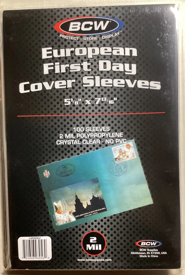 1 Pack de 100 Fundas BCW Europeas Primer Día 5 1/8 x 7 13/16 Foto 1 de 1