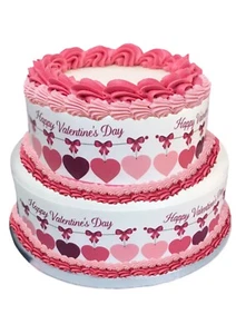Edible Icing Happy Valentines Day Pink Heart Ribbon CakeBorder Edging Decoration - Picture 1 of 9