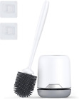 Toilet Brush and Holder Set, Ergonomic Silicone Design, Space-Saving with Easy M