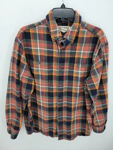 Camicia Duluth Trading uomo media marrone quadri flanella manica lunga con bottoni - Foto 1 di 9