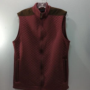 Cremieux Blue Label Men's Small Solid Maroon Quilted Full Zip Vest J20 - Picture 1 of 10