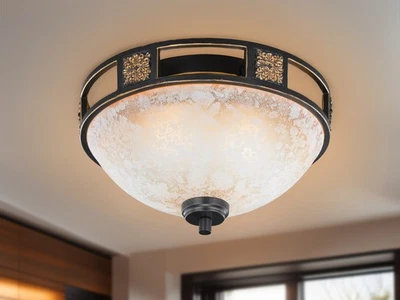 Trio ceiling light, 2xe27, Ø 33 cm, rust-colored, glass alabaster-colored - Image 1 of 4