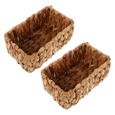 2 Pcs Cestino Vimini Intrecciato Mano Cestini Portaoggetti Intrecciati - Immagine 1 di 4