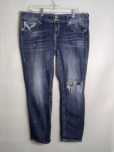 Vigoss The Chelsea Boyfriend Distressed Jeans Size 15/16 Length 28 Blue Ripped - Picture 1 of 8