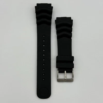 New Authentic SEIKO 22mm Rubber Diver Strap Watch Band, Black, Z22 - Image 1 of 4