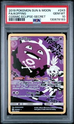 2019 POKEMON SUN & MOON COSMIC ECLIPSE SECRET #243 FULL ART/KOFFING PSA 10 - Image 1 of 2