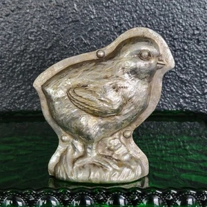 Primitive Vtg Tin Style Easter Chick Chicken Silver Resin Chocolate Mold Decor - Picture 1 of 5