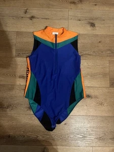 Forever 21 x Honda Womens Bodysuit Swimsuit Plus Size 3X Zip Up Blue Orange - Picture 1 of 3