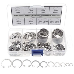 200pcs Metric 304 Stainless Steel Internal Snap Ring Assortment Kit 10 Kinds - Picture 1 of 7
