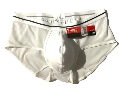 Nuevo PPU Hombres Blanco Malla Transparente y Algodón Bolsa Frontal Deporte Calzoncillo Ropa Interior talla M Foto 1 de 4