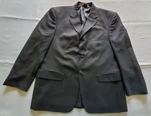 Versini Blazer Men's 44 Short Black Striped 100% Wool 3 Buttons Lined Ventless - Picture 1 of 8