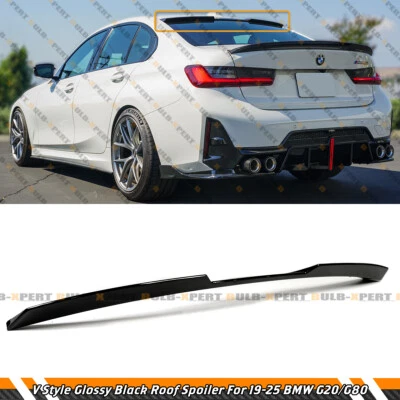 FOR 19-25 BMW G20 330i M340i G80 M3 V STYLE GLOSS BLACK REAR WINDOW ROOF SPOILER - Image 1 of 4