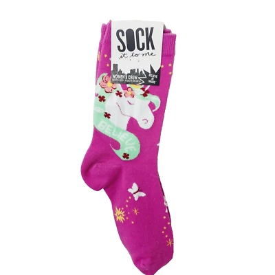 Sock It To Me Crew Women Boy Unicorn Believe Butterfly Pink Flowers NWT NEW - Image 1 of 4
