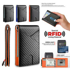 Men's Slim Wallet with Money Clip RFID Blocking Bifold Credit Card Slot Holder