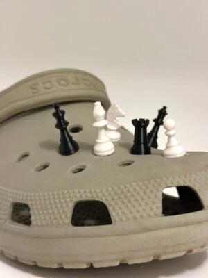Chess Croc Charms - 6 Pcs Croc Charms - Classic Black and White Set for Crocs