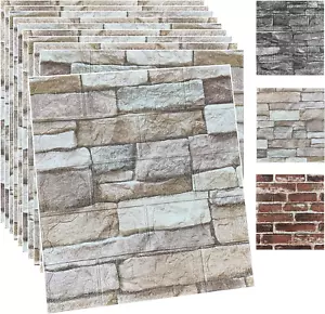 20PCS 3D Wall Panels Peel and Stick Foam 3D Brick Wallpaper Peel and Stick Faux - Picture 1 of 6