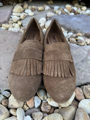 Born Shoes Mujer 7/38 Mcgee Sin Cordones Flecos Kiltie Mocasines Marrón Gamuza Informal Foto 1 de 4