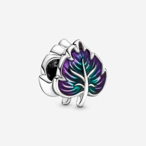 New Authentic Pandora Sliver 925 Bead Purple and Green Leaf Charm 799542