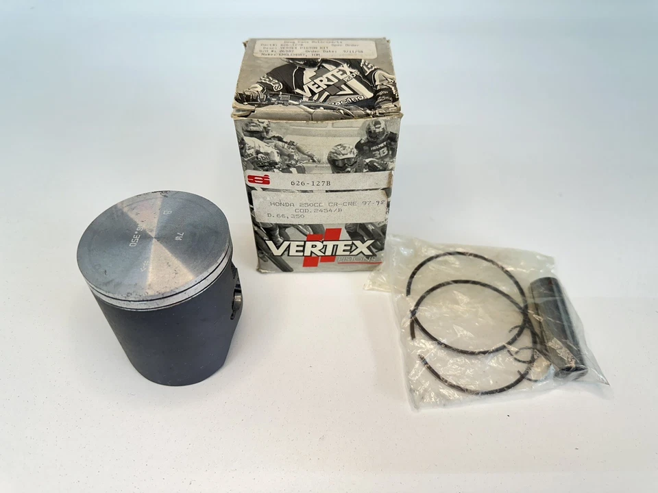 NUEVO 97-01 HONDA CR250R CR 250 VÉRTICE PISTÓN Y ANILLOS KIT 66.350MM DIÁMETRO STD 22581B Foto 1 de 4