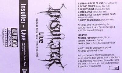 INSULTER (Ger) ‎– Live (Samurai Metal Punk – Tour, May 2018) - Image 1 of 4