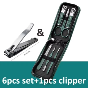 Ouriner 6-18Pcs Portable Manicure Sets Pedicure Kits Bright Black Nail Clipper - Picture 1 of 12