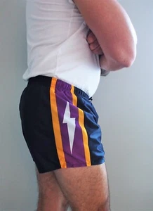 Men's Melbourne Storm NRL Retro Rugby League Footy Shorts Size SMALL- 3XL - Picture 1 of 10