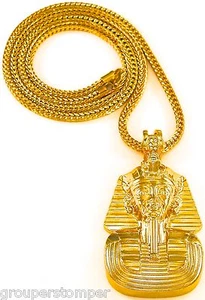 Pharaoh New Lrg Pendant With Franco or Cuban Style Necklace Egyptian King Tut - Picture 1 of 71