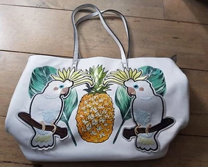 Aldo Cockatoo Pineapple Embroidered White Bag - Picture 1 of 9