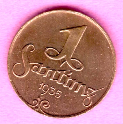 Latvia Bronze 1 Santims 1935 Lettland Baltic States 3661 - Image 1 of 2