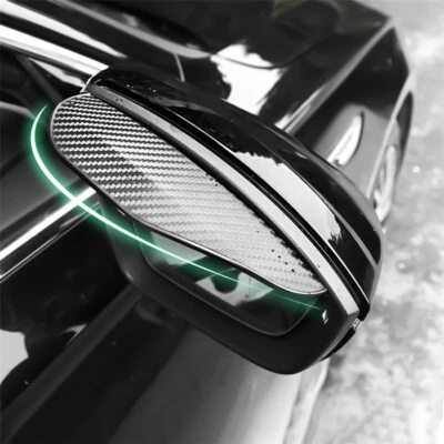 Protector de visera de lluvia negro con aspecto de fibra de carbono 2 piezas para espejo retrovisor lateral de coche 185x60 mm Foto 1 de 4