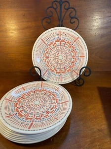Crate and barrel, melamine luncheon plates, medallion pattern terra-cotta, and g - Picture 1 of 6