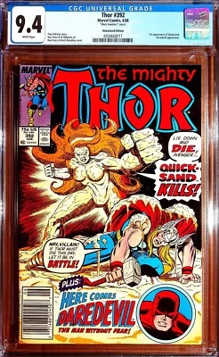 Thor #392 (1988) - CGC 9.4 (WP!) - Mark Jewelers insert! 1st  app Quicksand! - Image 1 of 4