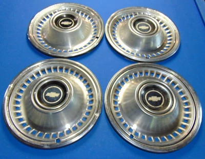 Chevy Hubcaps Vintage Impala Set of  4 1960 1970 Hubcaps Wheel Cover 1970s Match - Image 1 of 4